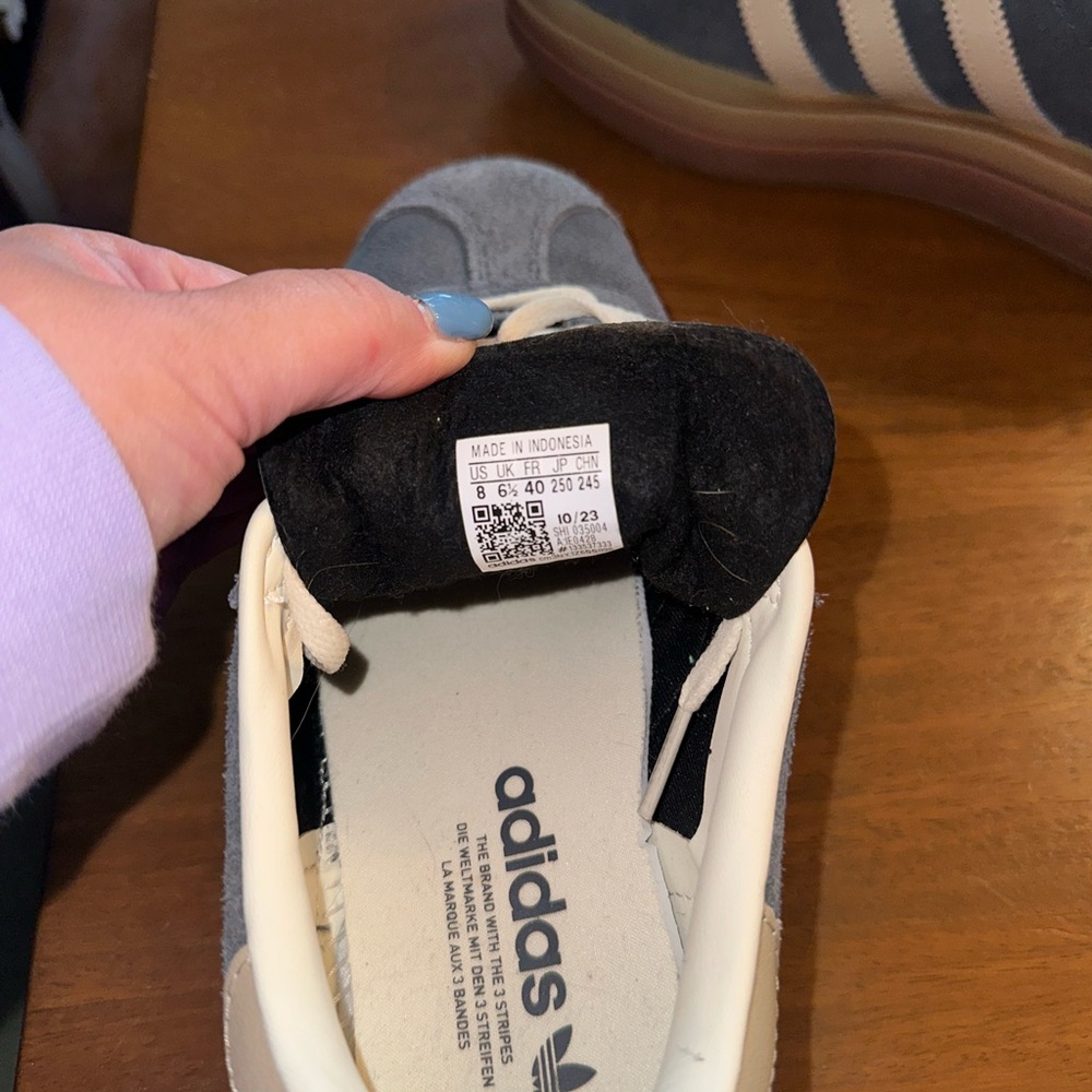 adidas Gazelle Blue and Cream Sneakers - Picture 5 of 5